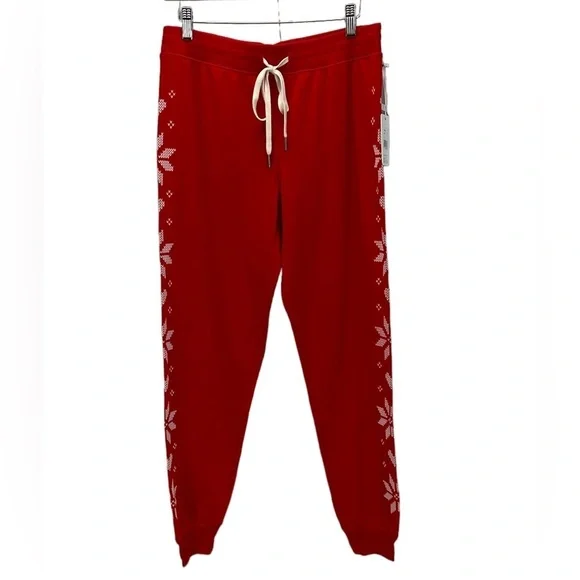 PJ Salvage Snowflake and Hearts Lounge Sleep Jogger Pants - Red - RAFFP3- Medium - Picture 1 of 8